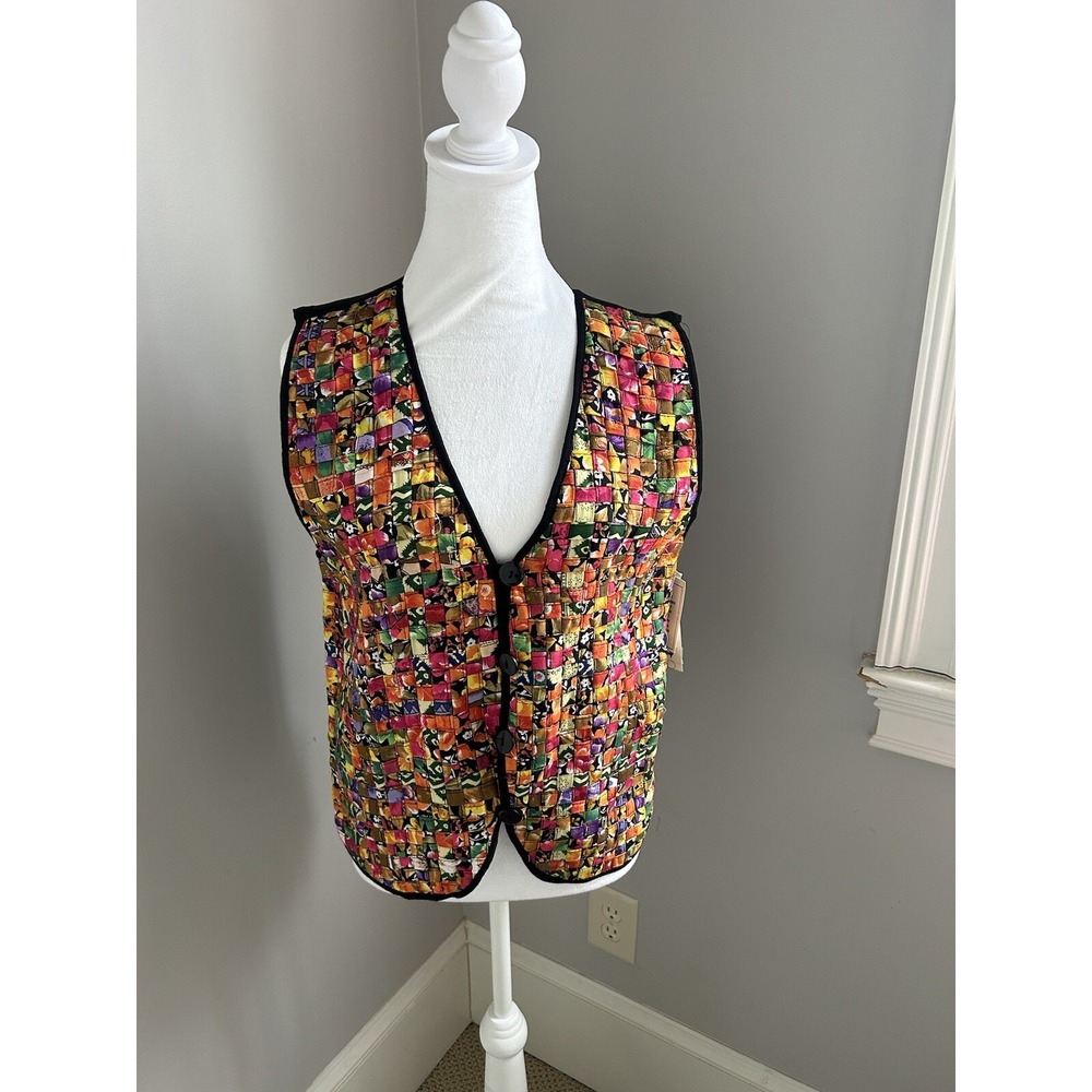 Vintage Creazioni‎ Effect Woven Vest M Retro 80s NWT